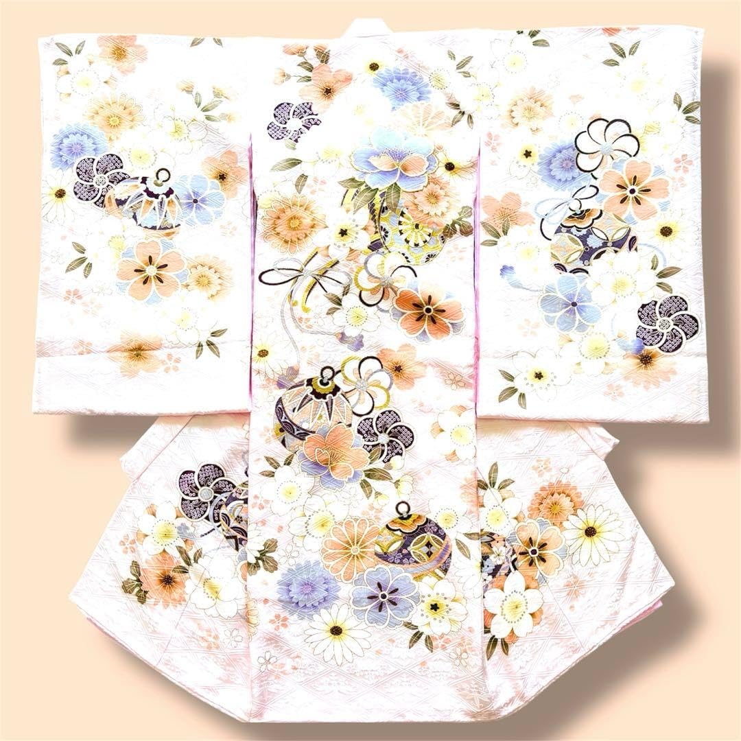 トップ 日本製スノーピンク 正絹 本金彩 京友禅お宮参り 産着長襦袢付